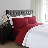 TRULY SOFT Everyday Sheet Set Burgundy Polyester 3-Piece Twin Sheet Set, Solid Color Themed, Adult Bedding, Oeko-TEX Certified