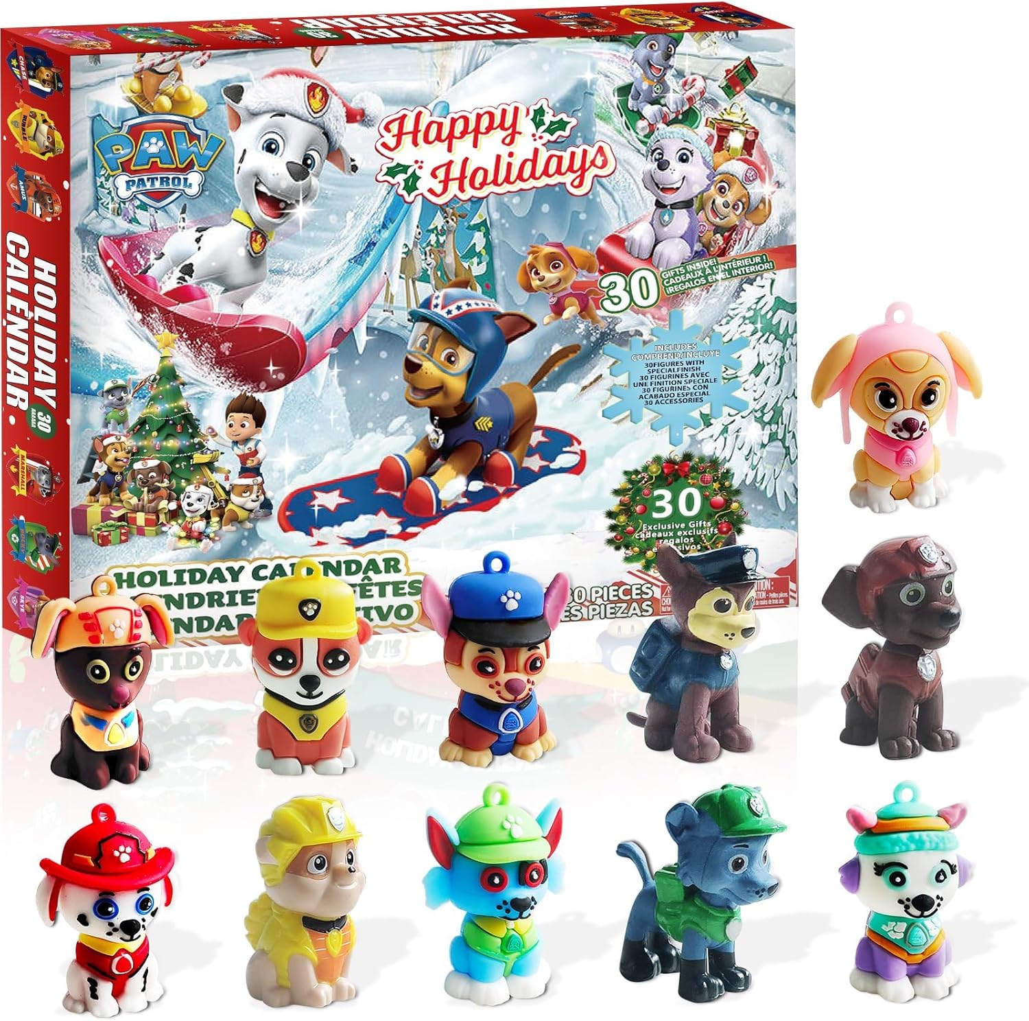 Advent Calendars - Kids Holiday Advent Calendar 2023, 30 Surprise Holiday Gifts with PAW Dog Toys, Countdown to New Year and Christmas, Christmas Gifts for Kids, Kids Toys for 3 4 5 6 7 8 Year Old Boys Girls
