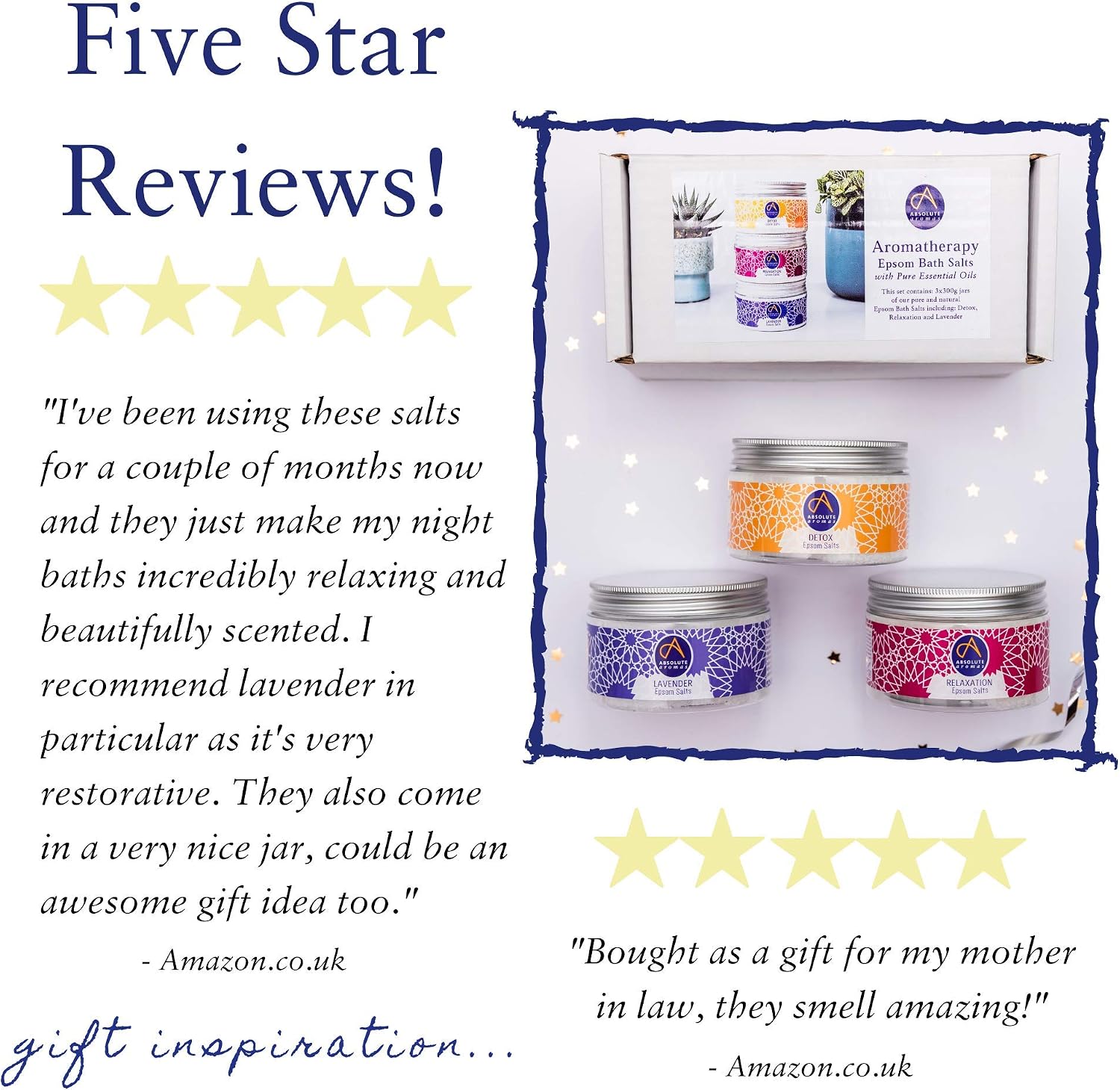 Absolute Aromas Relax & Revitalise Epsom Bath Salts Gift Set, 3 x 300g Lavender, Detox and Relaxation - Image 4