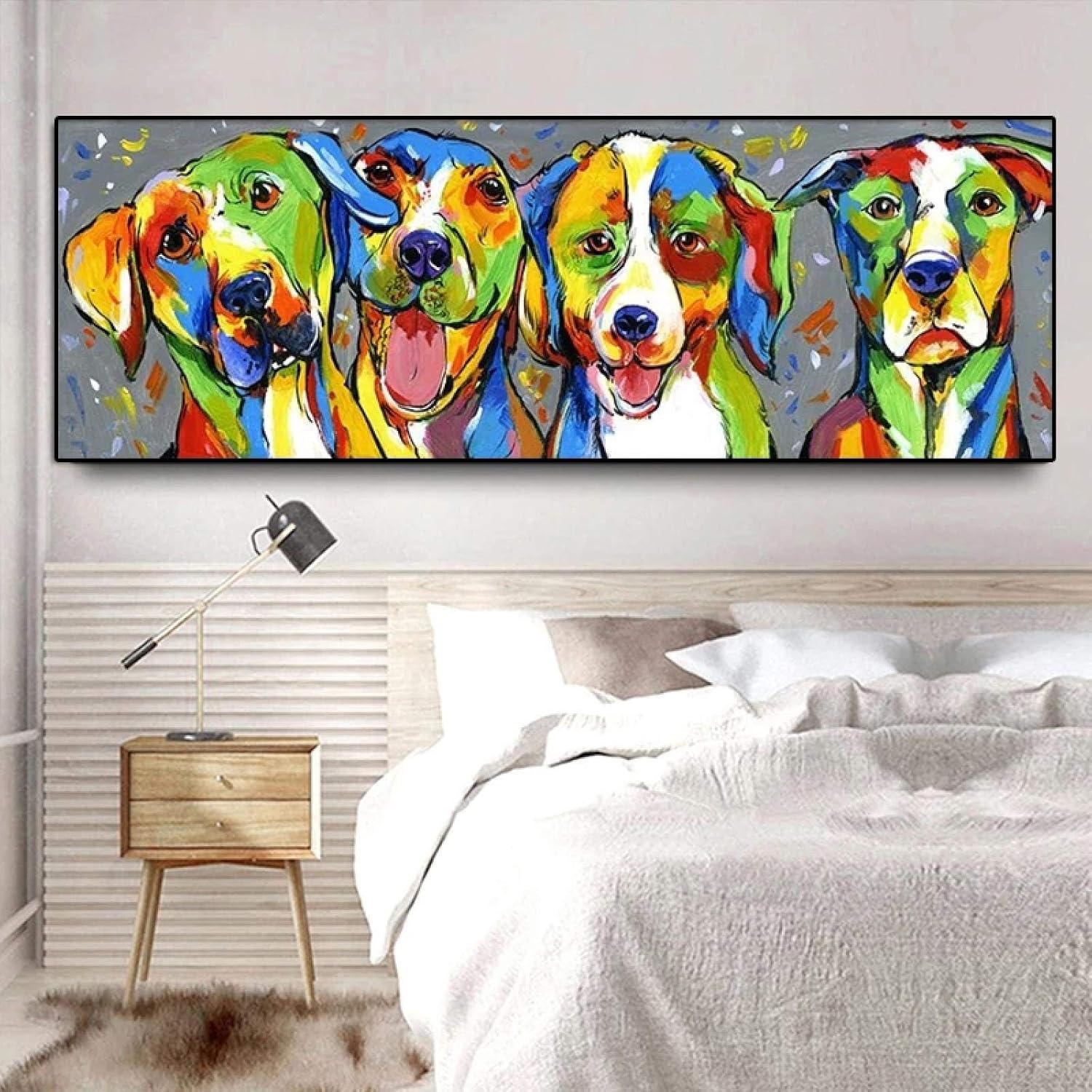 HSFFBHFBH Abstract Watercolor Dog Animal Art Canvas Painting Print Wall ...