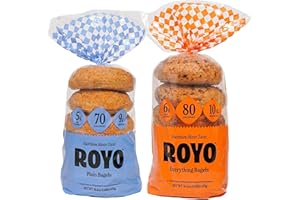 ROYO BREAD CO. 2-Pack Low Carb Artisan Bread and Bagels, 30-80 Calories (Plain & Everything Bagel)