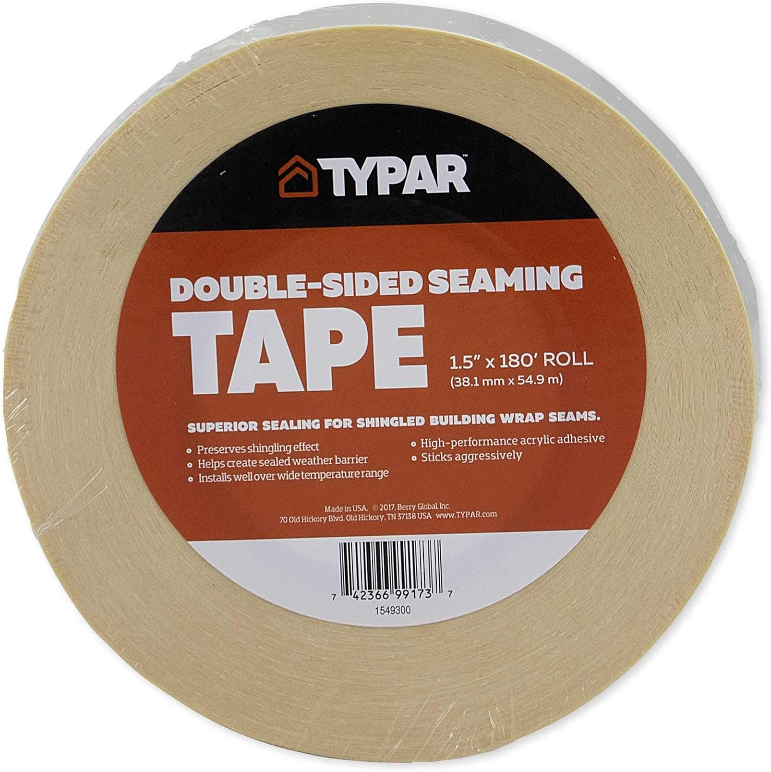 Typar Double Sided Seaming Tape 11/2" x 180' 1 Roll