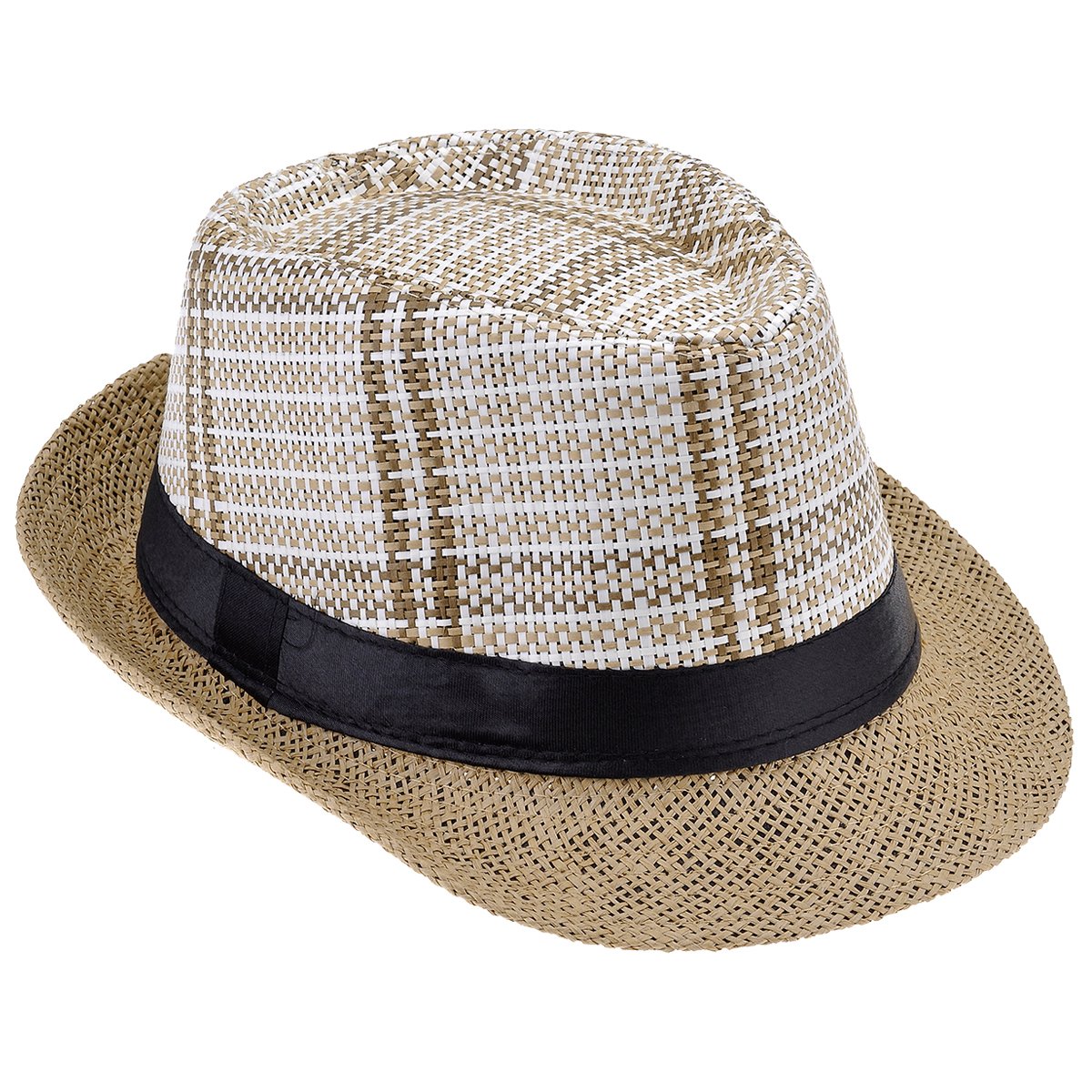 Faleto Chapeau de Paille pour Homme Femme Unisex Chapeau d\'été Tricoté à la Main Style Jazz Classique et Loisir Chapeau Panama pour Vacance en Plage Jazz Hut