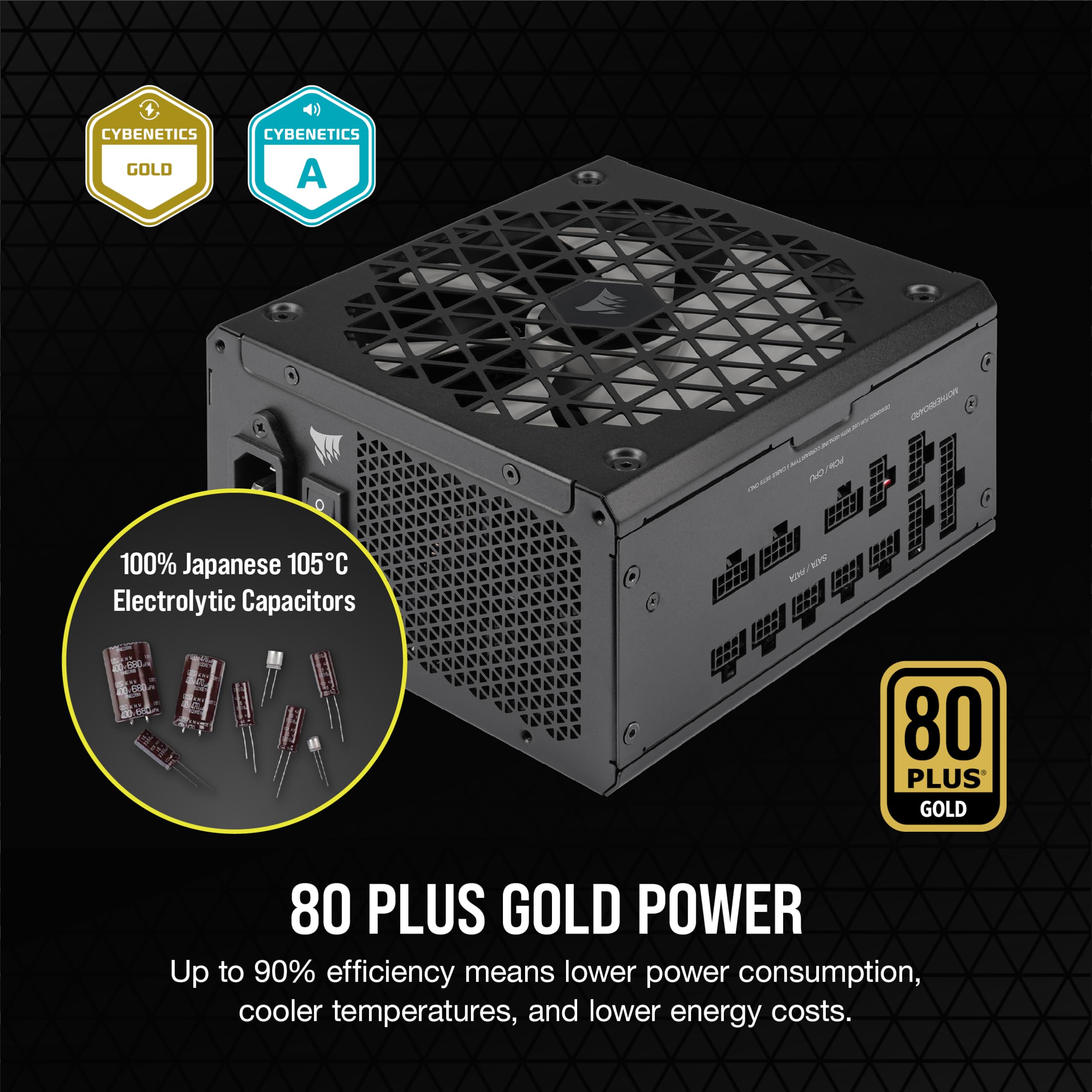 Corsair RM850x Shift Fully Modular ATX Power Supply - 80 Plus Gold - ATX 3.1 - PCIe 5.1 - Zero RPM - Modular Side Interface - Black