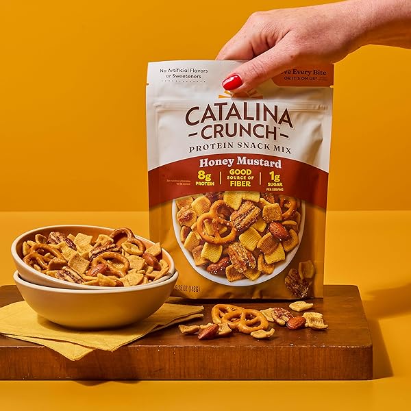 CATALINA CRUNCH PROTEIN SNACK MIX – 8G PROTEIN, 1G SUGAR PER SERVING – GOOD SOURCE OF FIBER, KETO, GLUTEN FREE – HONEY MUSTARD, 5.25 OUNCE BAG (PACK OF 1)