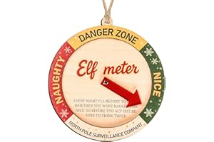 Funny Christmas Ornaments – Naughty or Nice Elf Meter Ornament 2025 – Christmas Ornament 2025 – White Elephant Gifts - Xmas T