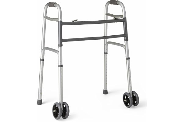 Medline Heavy-Duty Bariatric Folding Walker with 5” Wheels and Durable Handles; 500 lb. Weight Capacity