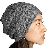 Tribe Azure Fair Trade 100% Wool Warm Winter Hat Fleece Inside Women Beanie Pom Pom Skull Snow
