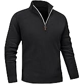 MAGNIVIT Men's Sweater Quarter Zip Pullover Fall Winter Spring Knitted Solid Color Sweater