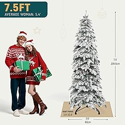 YITAHOME Pre-Lit Flocked Drooping Pencil Spruce