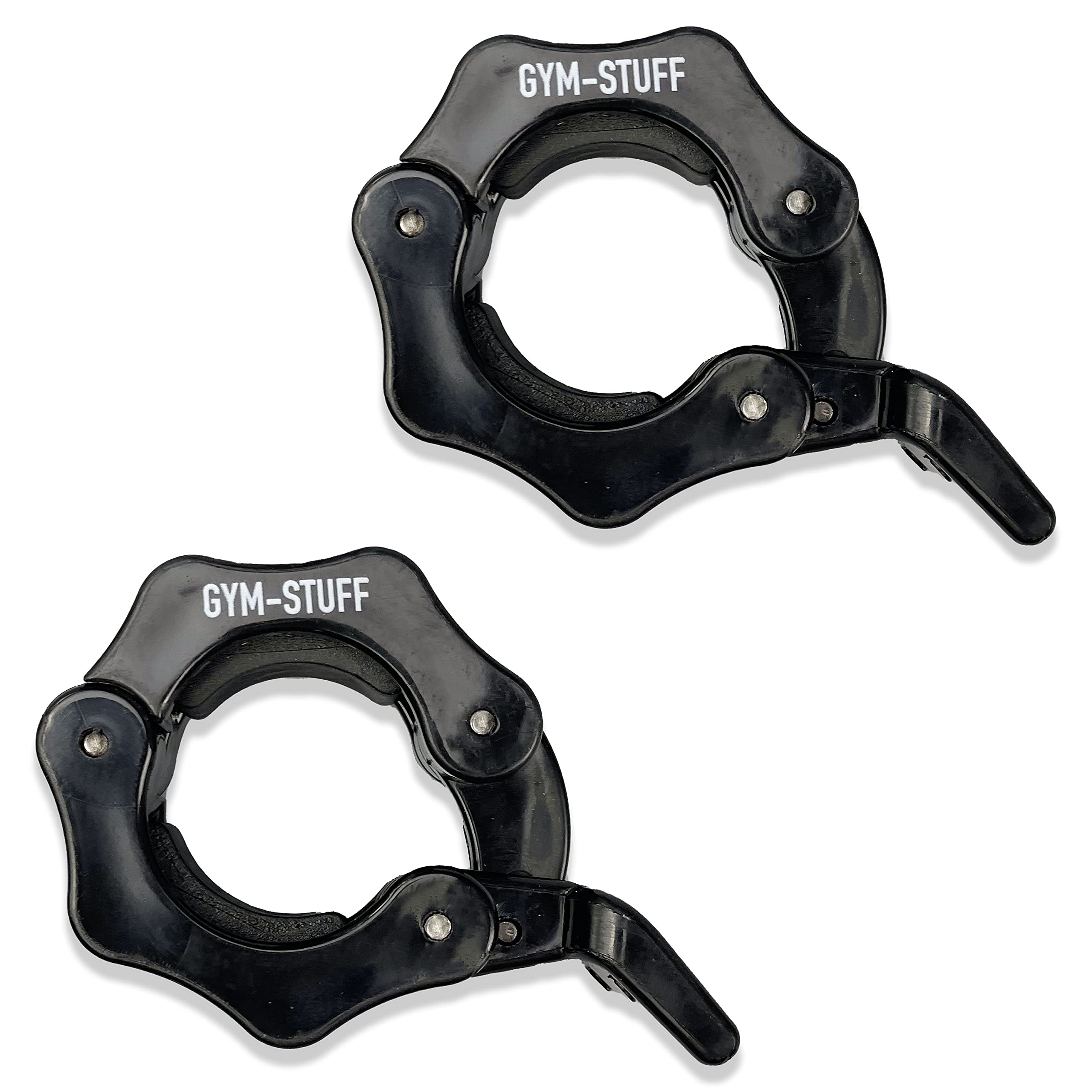 Protone 2" or 1" Olympic Barbell Clips - Locking clamp Collars with Quick Release Clips 5cm or 2.5cm for Weight Lifting (1" Black)