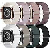 8 Pack Stretchy Solo Loop Band Compatible with Apple Watch Bands for Women Men 40mm 38mm 41mm 42mm 44mm 45mm 46mm 49mm, Nylon Braided Strap for iWatch Series 11 10 9 8 7 6 SE 5 4 3 Ultra 3 Ultra 2