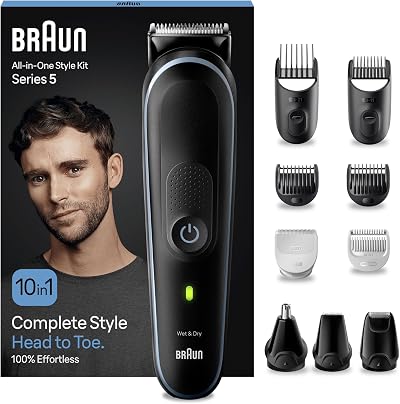 Braun MGK5445 10-in-1 All-In-One Style Kit Series 5 Grooming Kit Black UK Plug