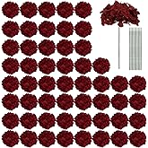 Auihiay 104 PCS Burgundy Hydrangea Artificial Flowers, Silk Hydrangea Heads with Stems, Fake Flowers for DIY Wedding Centerpiece, Baby Shower, Home Party Garden Decoration (Burgundy)