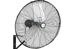 hykolity 6500 CFM 24 in. High Velocity Industrial Wall Fan, 3-Speed, Heavy Duty Wall Mount Oscillating Shop Fan for Commercial, Warehouse, Garage, Workshops, Factory and Jobsites- UL Listed