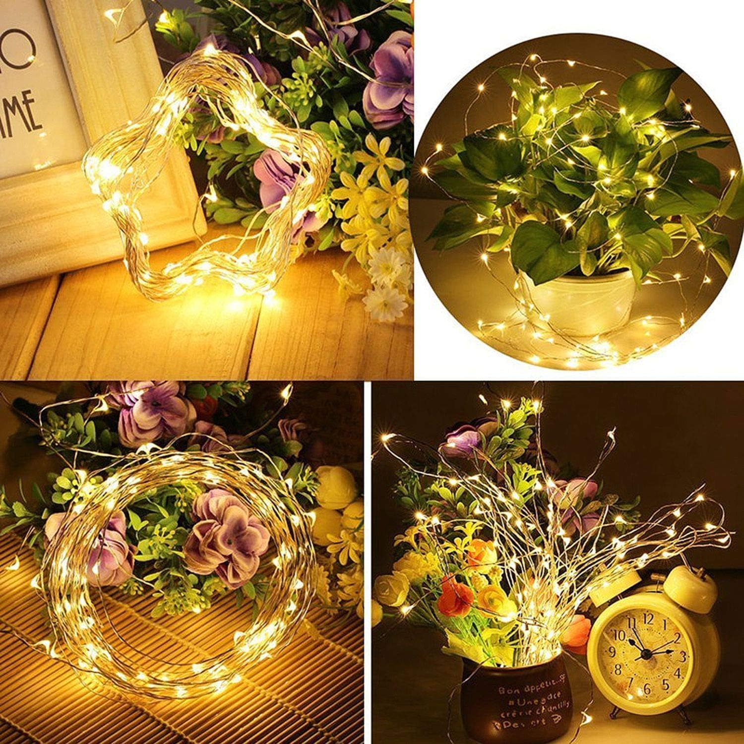 Solar Powered String Lights,Solar Fairy Lights,10 Meters/ 33Ft 100LEDS / 8 Modes,Waterproof Copper Wire Lighting for Indoor，Outdoor，Wedding，Patio，Home，Garden Decoration[2 Pack]Warm White (Warm White): Home & Kitchen