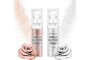 PANDALAB Edible Glitter Spray - White & Rose Gold Food Grade Luster Dust for Drinks, Dessert Decorating Shimmering Glitter for Beverages, Cake, Cocktail, Chocolate, Candy, Icing (0.35oz/10g Bottle)