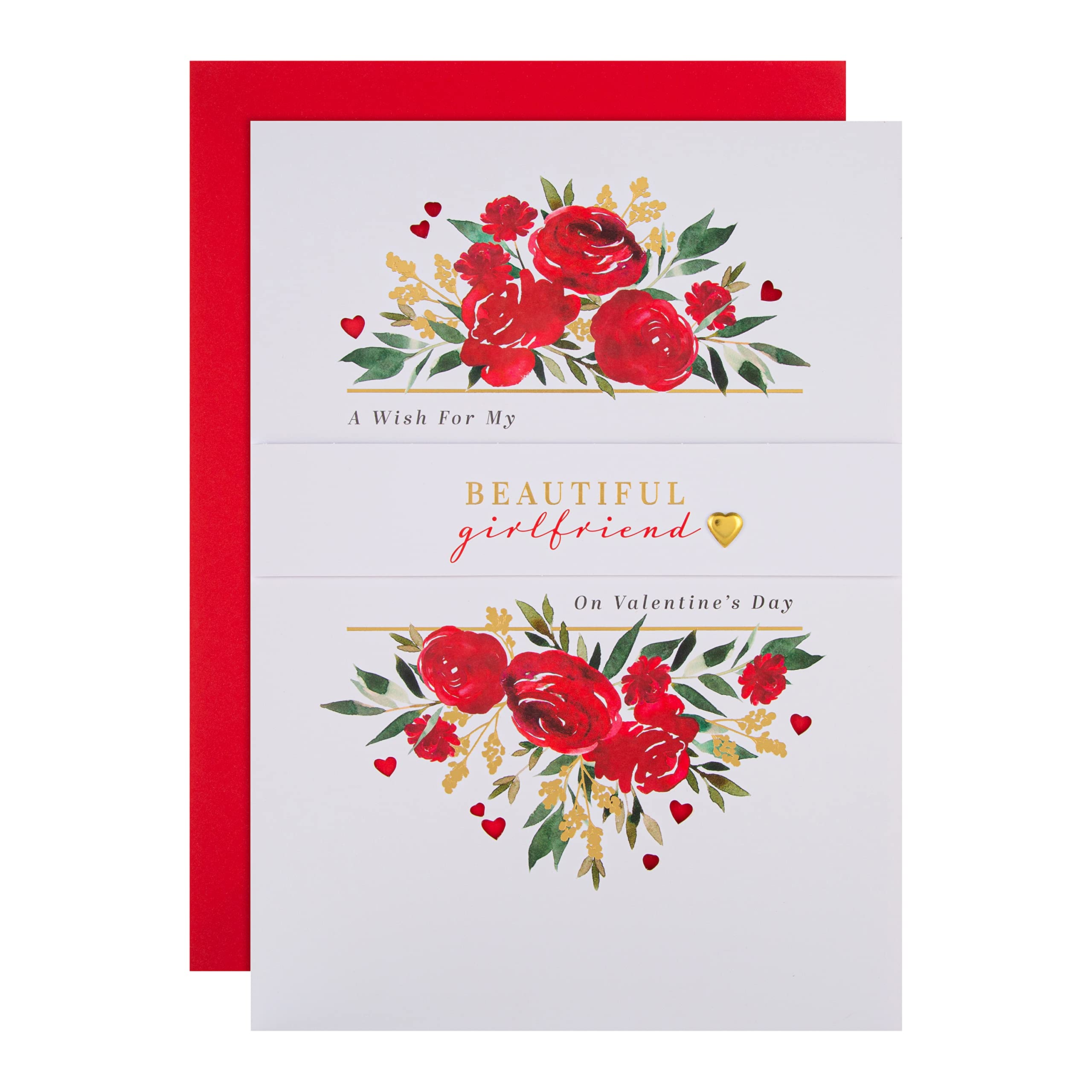 Hallmark Luxury Boxed Valentines Day Card for Girlfriend, Classic Roses Design, Red