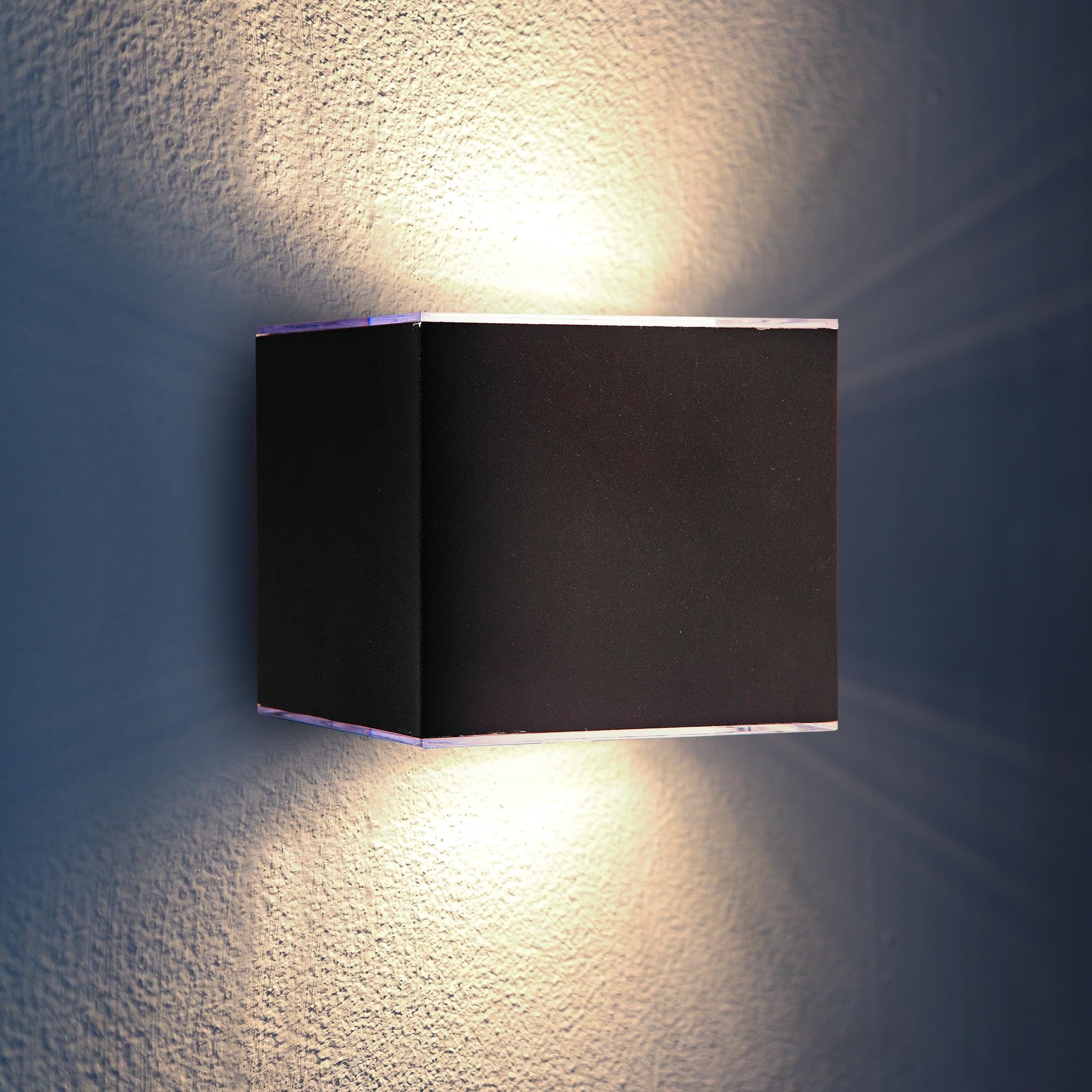 Proxinova Solar Up & Down Lights Outdoor，Waterproof Steel Fence Light，Wireless Garden Wall Lights，Ambient Light Design，Easy Fit，Patio，Terrace，Frontdoor，Pathway Sensor Light，Metallic