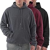 Taiyin 3 Pack Men's Lightweight Fleece Pullover Hoodie Long Sleeve Sweatshirt with Pockets for Men