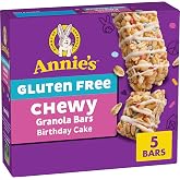 Annie's Gluten-Free Birthday Cake Chewy Granola Bars, 5 ct, 4.9 oz | 11g Whole Grains Per Serving, No Artificial Flavors, Synthetic Colors or High-Fructose Corn Syrup, Colorful Bits &amp; Drizzle