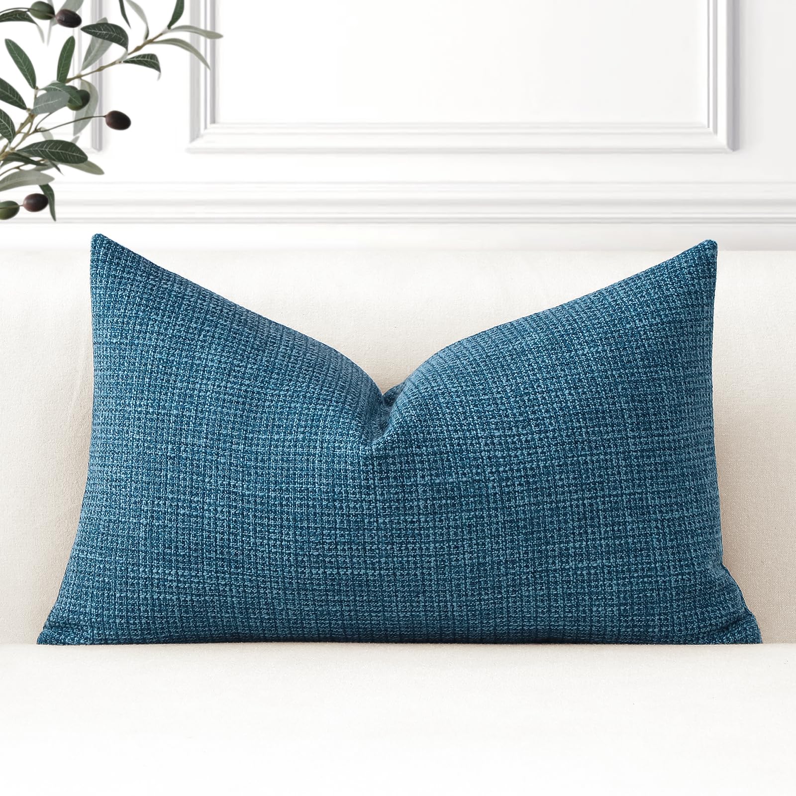 Artscope Linen Cushion Covers Set of 1 Decorative Lumbar Pillowcase Pillow Cover 12x20 Inch for Home Decor Sofa Bedroom Car 30x50cm Navy Blue — image 1