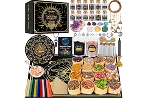 TigeJoy All in One Witchcraft Supplies Witch Stuff Spell Kit 88 PCS, Wiccan Supplies and Tools, Include Herb Crystal Candle Amethyst Pendulum, Witch Gift Wiccan Starter Kit Altar Supplies Pagan Decor