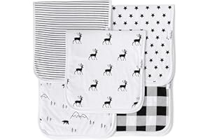 KiddyStar 5-Pack Organic Cotton Burp Cloths – Large, Ultra-Soft 3-Layer Towels for Burping, Shoulder & Hand Use, Highly Absorbent