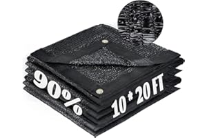 LOVE STORY 10x20FT 90% Black Garden Shade Cloth, Sun Shade Cover Net Mesh Tarp with Grommets, Sunblock Net for Garden,Greenhouse,Plants and Patio