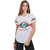 Ultra Game Women's NFL Official Soft Mesh Varsity Stripe T-Shirt