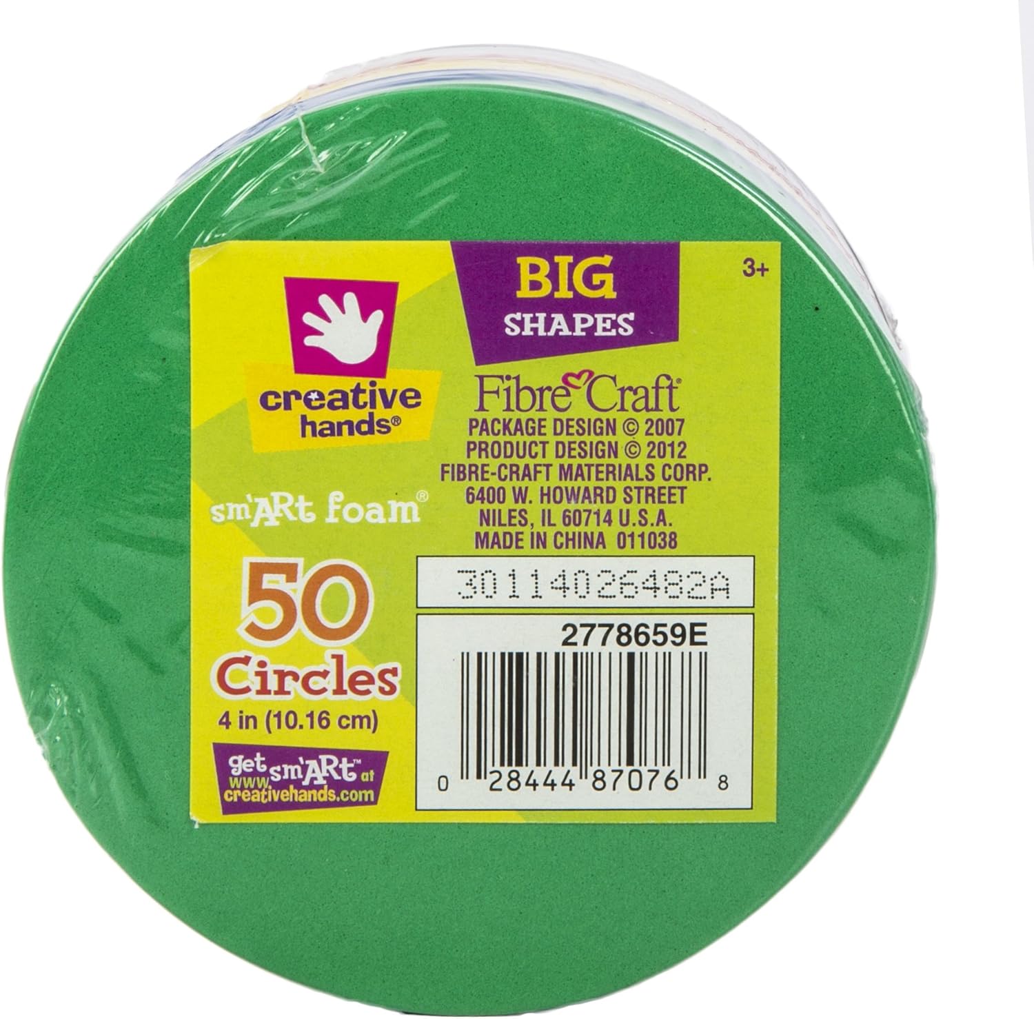 Fibre Craft 2778659E Supplies 50Pack Circle Foam Sheet Stack, 4Inch