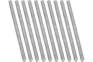 PATIKIL 1/4"-20 UNC 304 Stainless Steel Fully Threaded Rod, 10Pcs 4.7" Length Long Threaded Screw Right Hand Threads All Thre