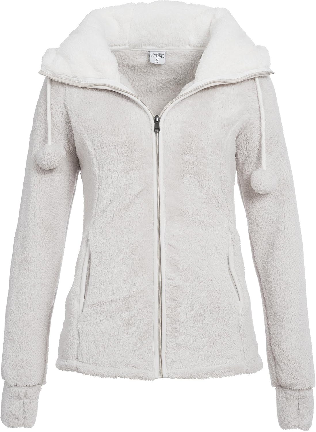 Sublevel Damen Teddy Fleece Jacke Eule mit Gesicht und Öhrchen Light
