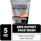 L'Oreal Men Expert Hydra Energetic Facial Cleanser with Charcoal for Daily Face Washing, Mens Face Wash, Beard and Skincare f