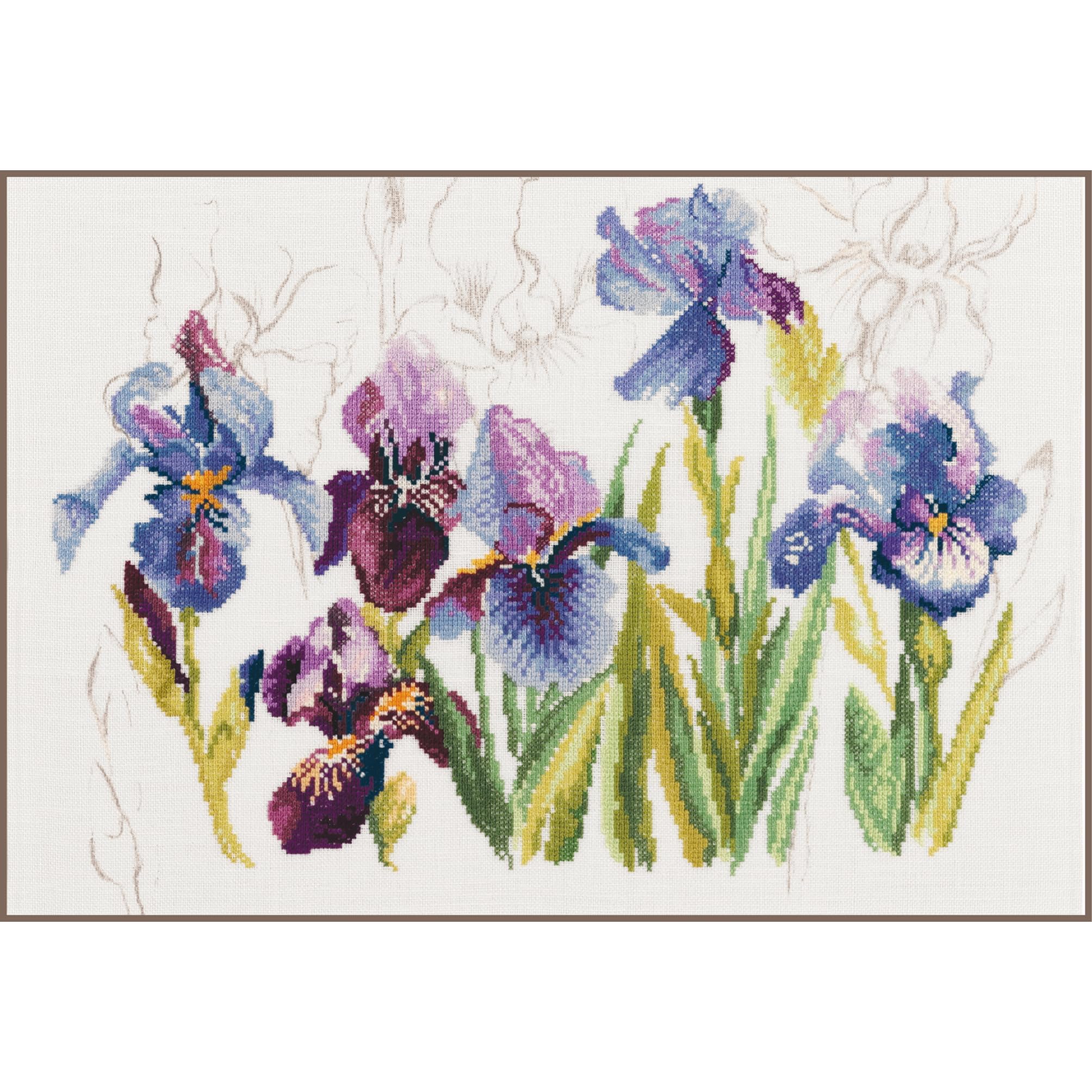 Lanarte Counted Cross Stitch Kit: Irises (Linen), NA, 40 x 28cm — image 1