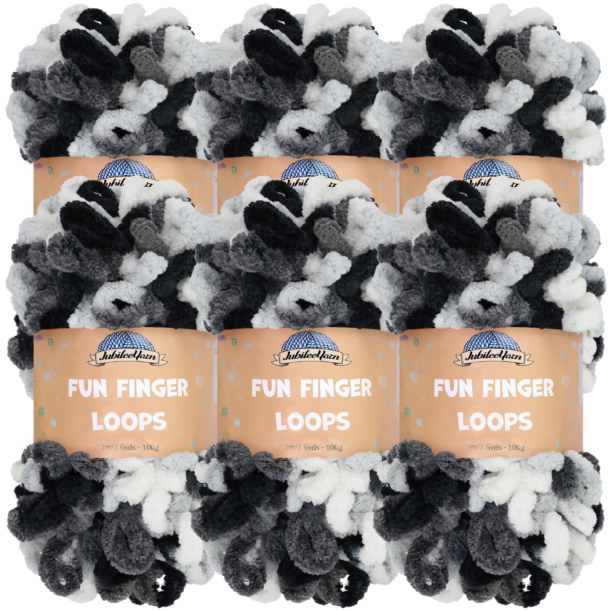 JubileeYarn Fun Finger Loops Yarn - Polyester Jumbo Weight Loop Yarn - 100g/Skein - Hera - 6 Skeins — image 1