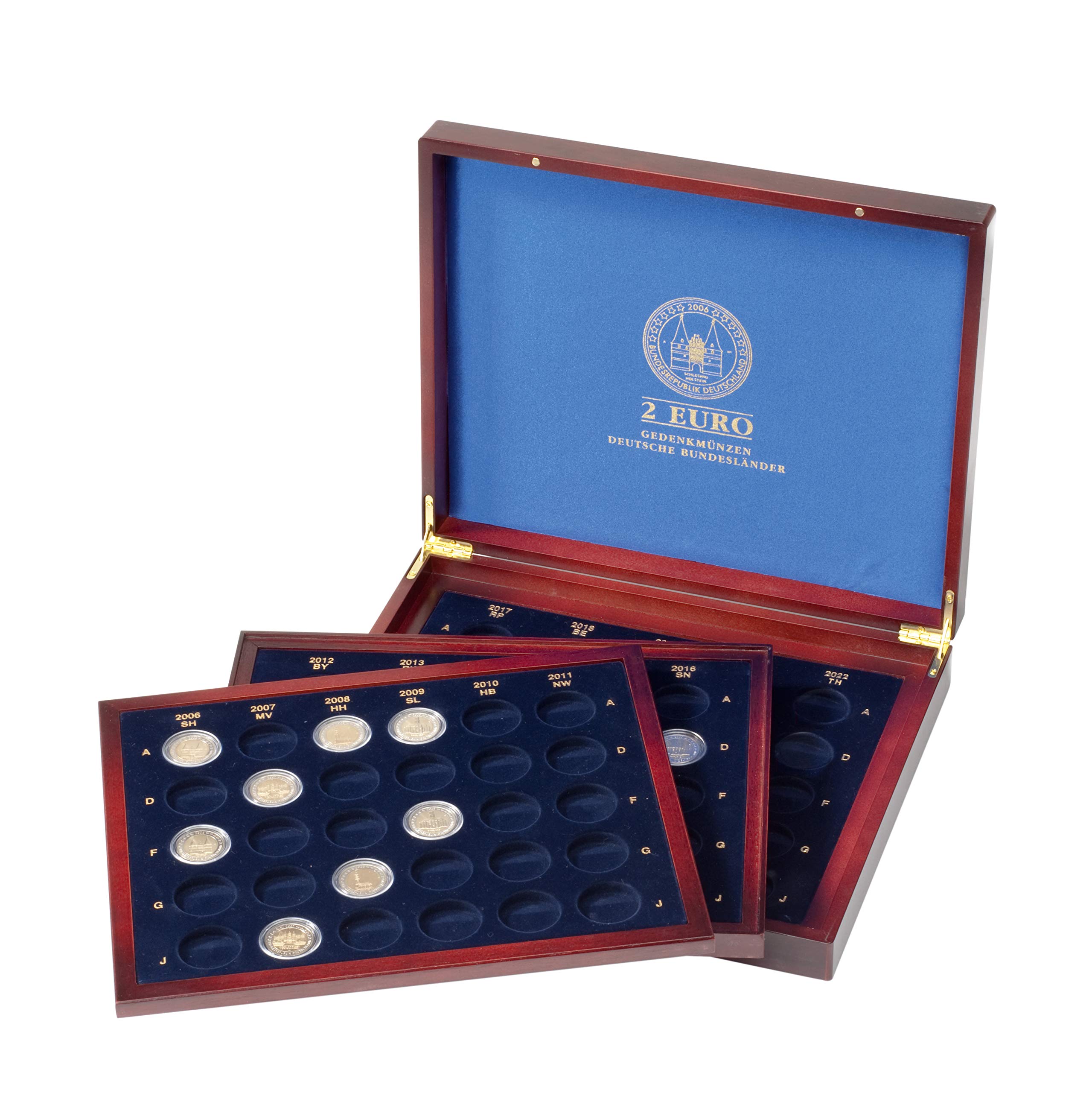 Presentation Case VOLTERRA TRIO de Luxe, for 80 2€ Coins German Federal States in Capsules