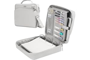 HINOOR 3-Inch 3-Ring Zipper Binder with Shoulder Strap, D-Ring Zip Up Binder with 700 Sheets Capacity, Compatible with 13" MacBook, 12.9" Tablet, for Middle School, College, Office (Gray)