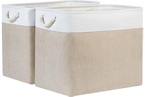 Bidtakay Storage Baskets for Shelves 17x12x15 in Beige Clothes Bins Storage for Closet Set of 2 Large Organization Baskets for Bedroom Blankets Dog Toy Basket Nursery Baby Baskets with Handles