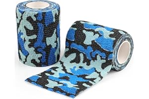 AUPCON Vet Wrap Cohesive Bandages Bulk Self Adhesive Bandage Wrap Self Adherent Wrap Non-Woven for Dogs Pet Animals & Ankle Sprains & Swelling 4 Inch x 5 Yards (2 Pack Ocean Camo)