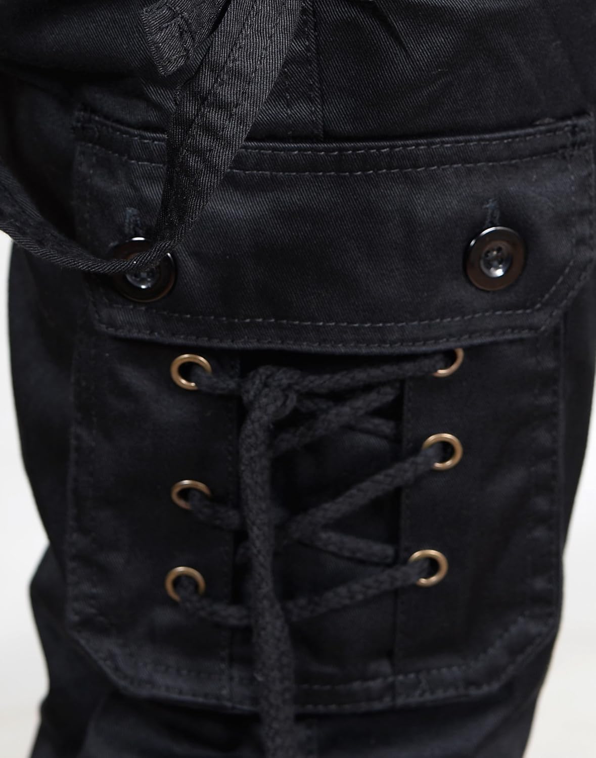 devil men's cotton relaxed fit zipper dori black cargo jogger pants