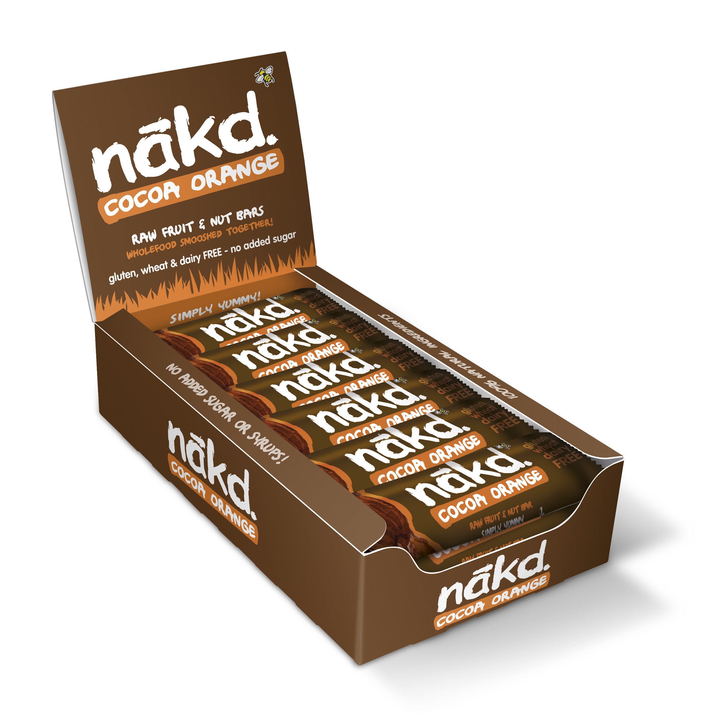 Nakd Bars, Cocoa Orange Raw Fruit and Nuts, Gluten Free, Vegan, 18