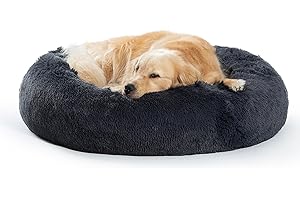 SAVFOX Plush Calming Dog Beds, Donut Dog Bed for Small Dogs, Medium, Large & X-Large, Comfy Cuddler Dog Bed and Cat Bed in Faux Fur, Washable Dog Bed, Multiple Sizes XS-XXL