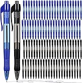 Fainne 300 Pcs Retractable Ballpoint Pens Bulk Medium Point (1.0 mm) Smooth Writing Pens for Journal Notebook Writing Office Supplies Click Pen (Blue, Black)