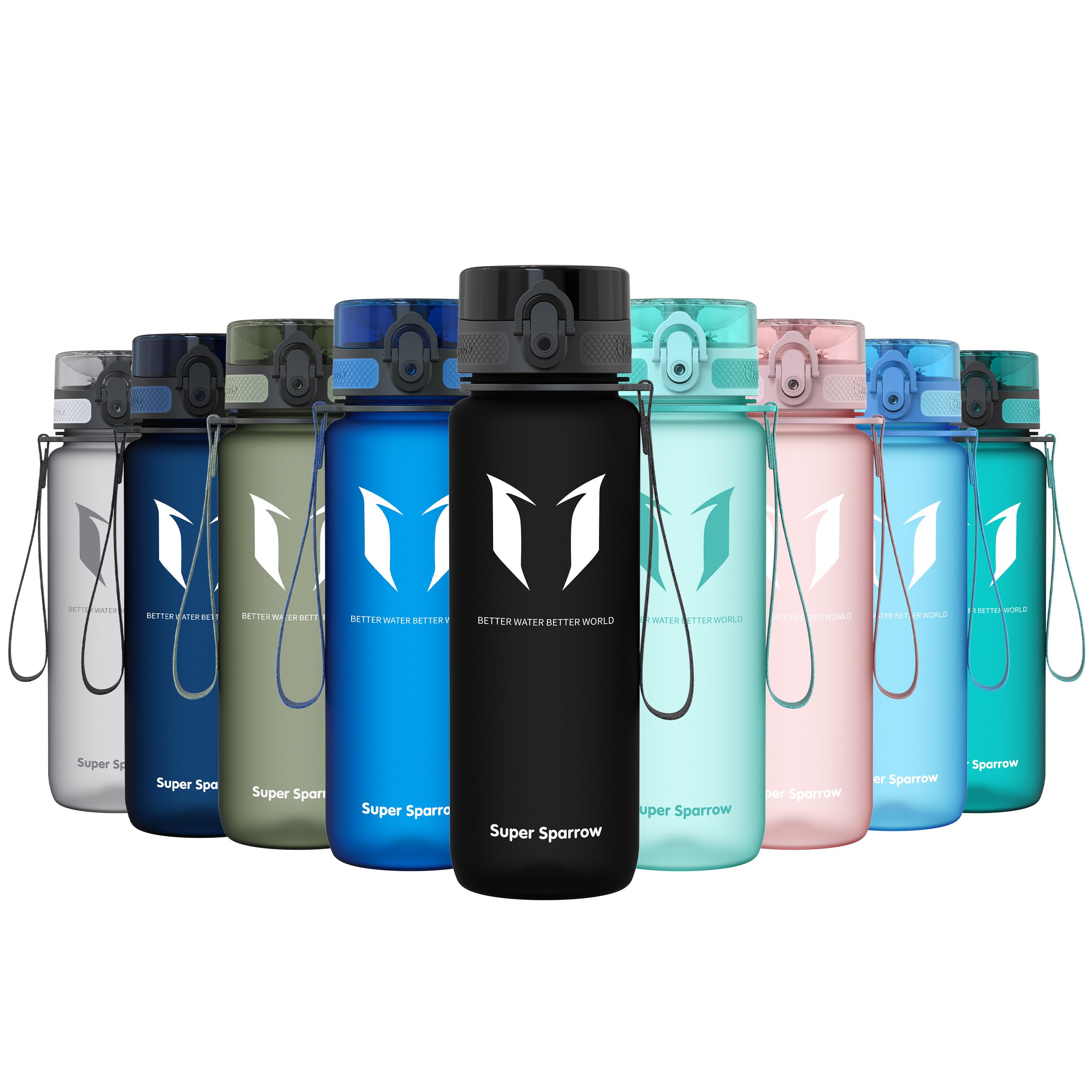Super Sparrow Sports Water Bottle - 750ml - Non-Toxic BPA Free & Eco-Friendly Tritan Co-Polyester Plastic - For Running, Gym, Yoga, Outdoors and Camping