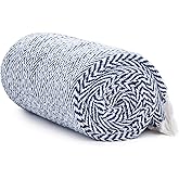 Americanflat 50x60 Throw Blanket - Soft and Breathable Cotton Throw Blanket for Couch, Bed, Chair - Decorative Blankets Perfect for Home, Office, or Outdoor Use - Blue and White Herringbone Design