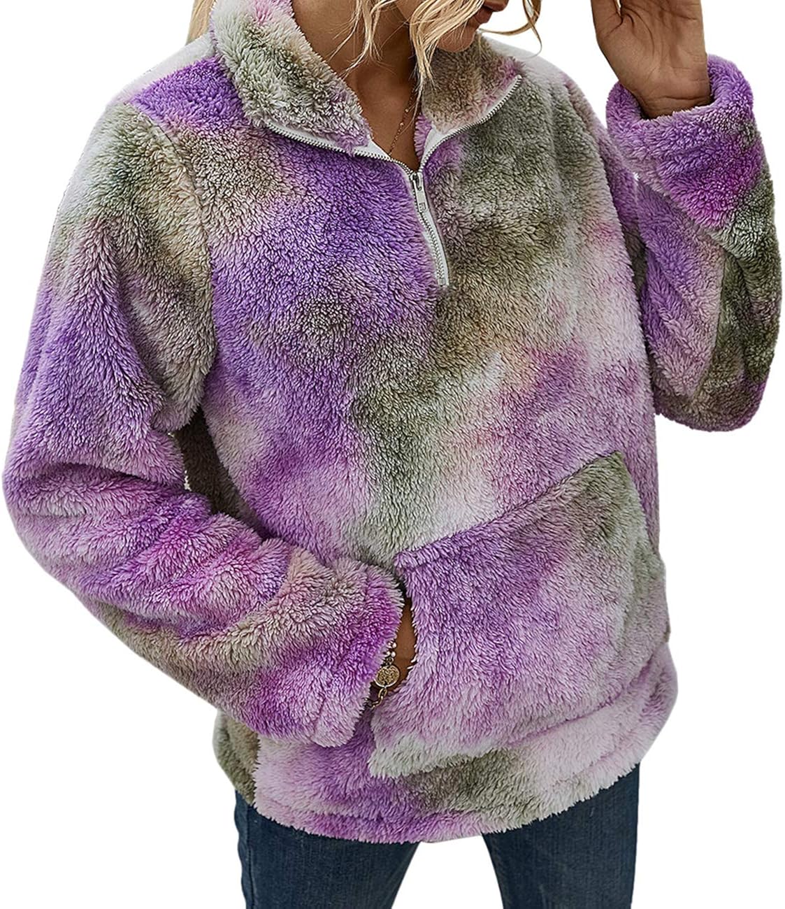 sherpa pullover purple