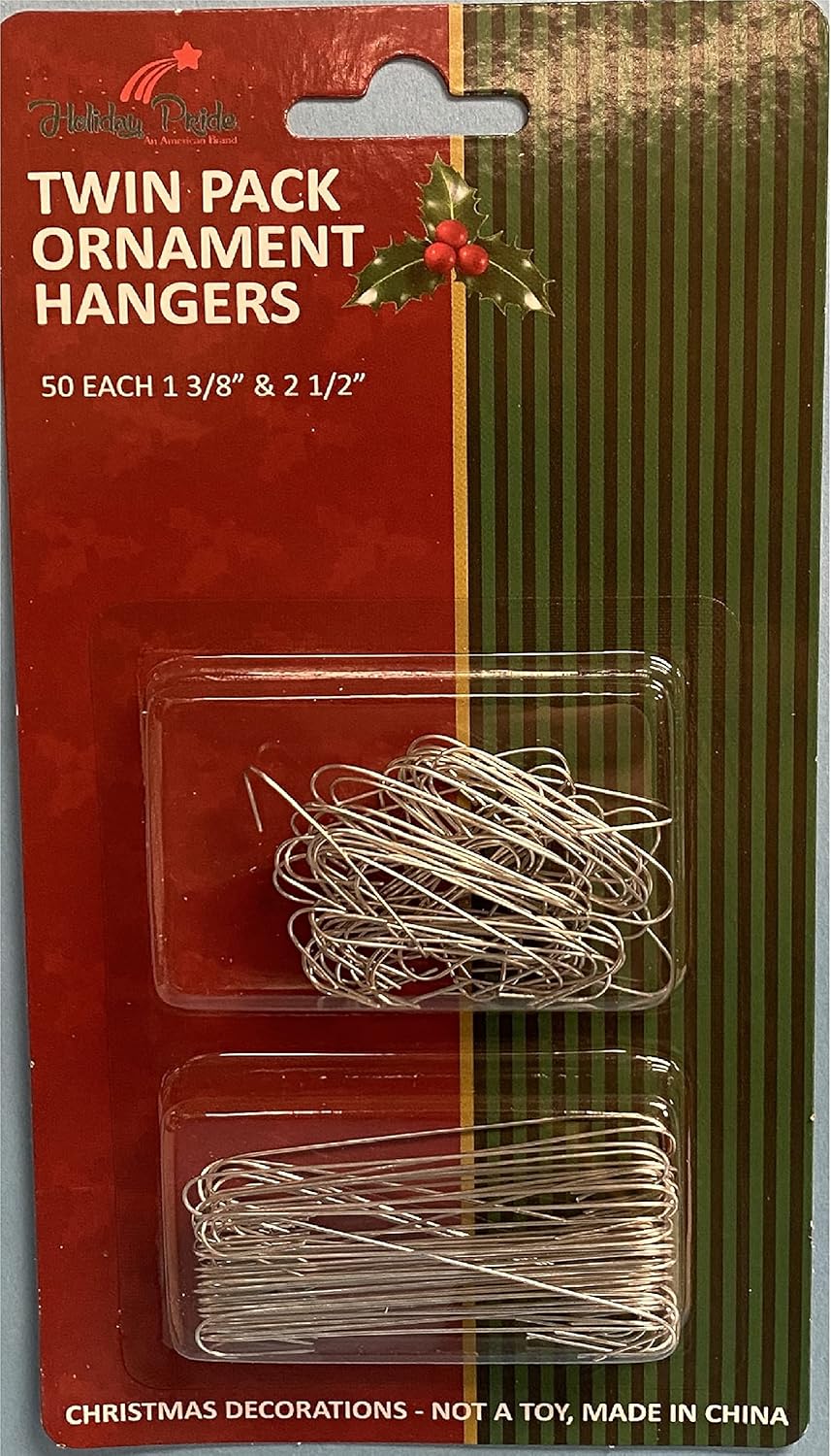 Seasonal Décor - Holiday Pride Metal Christmas Tree Ornament Hooks - 100 Pack Ornament Hangers for Christmas Tree Decorations - Combo Pack - 50 Large & 50 Small Hooks