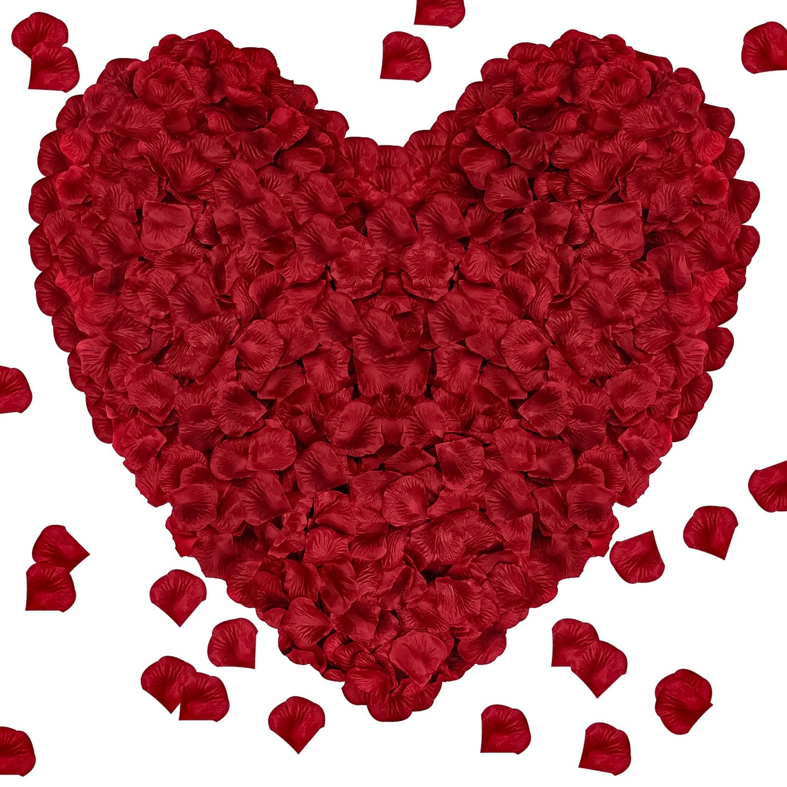 Photo 1 of Pyrrhiax 1000Pieces Rose Petals, Artificial Flower Petals Fake Rose Petals for Romantic Night,Wedding,Proposal Anniversary Flower Decorations(Dark Red)