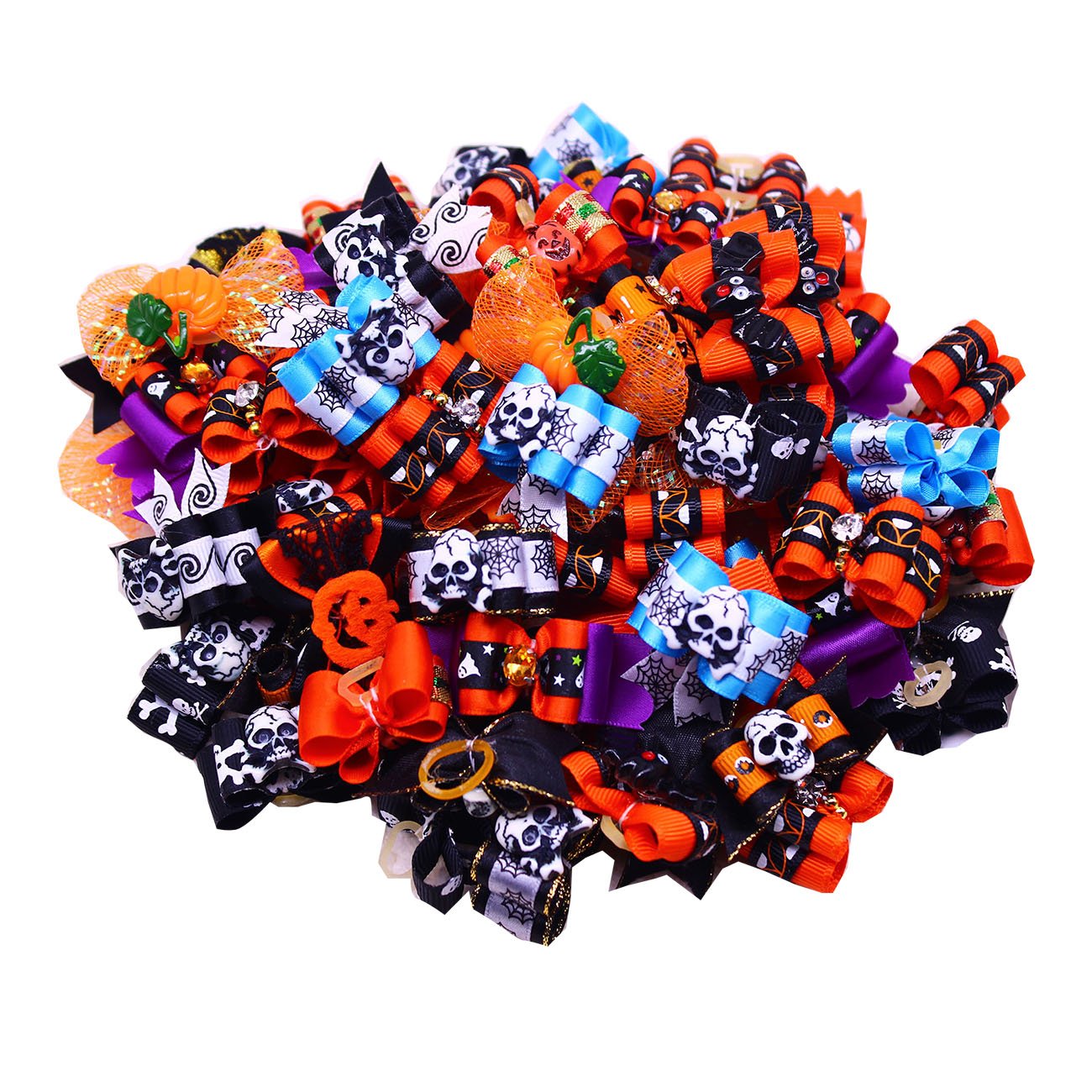 yagopet 50pcs/Pack Dog Hair Bows Halloween Styles Mixed Dog Bows for